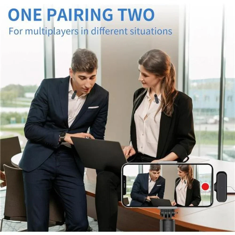 2 Pack Professional Wireless Lavalier Microphone with Adapter, Clip on Lapel Mic